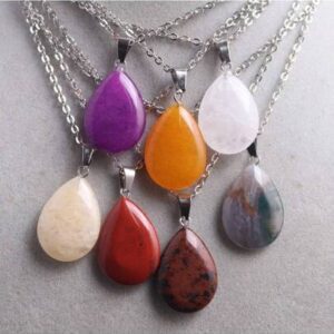 Natural Stone Pendant Silver Necklace