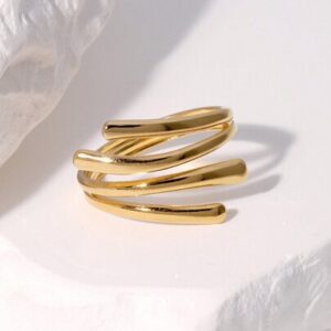 Chic Openwork Stainless Steel Ring - Adjustable