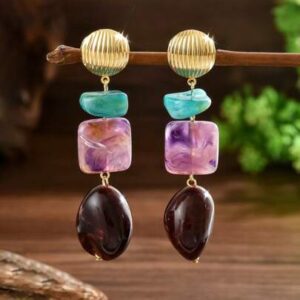 Gold Shell Color Drop Earrings