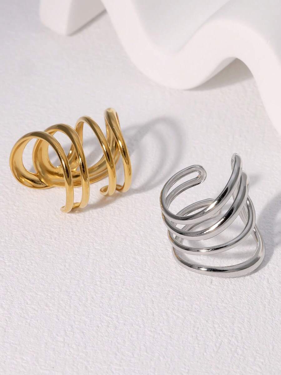 Stainless Steel Geometric Open Ring