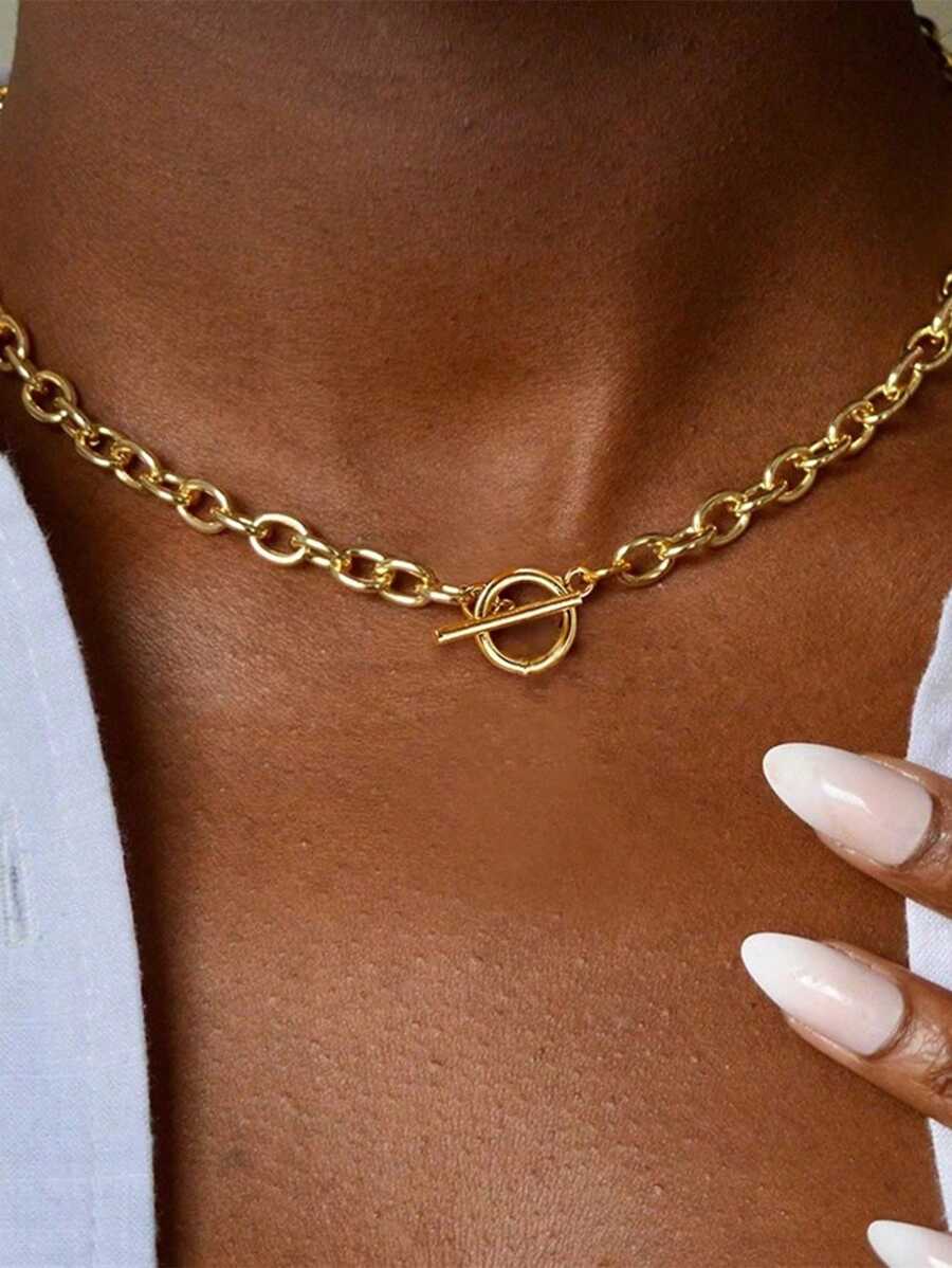 Stainless Steel Buckle Chain Necklace
