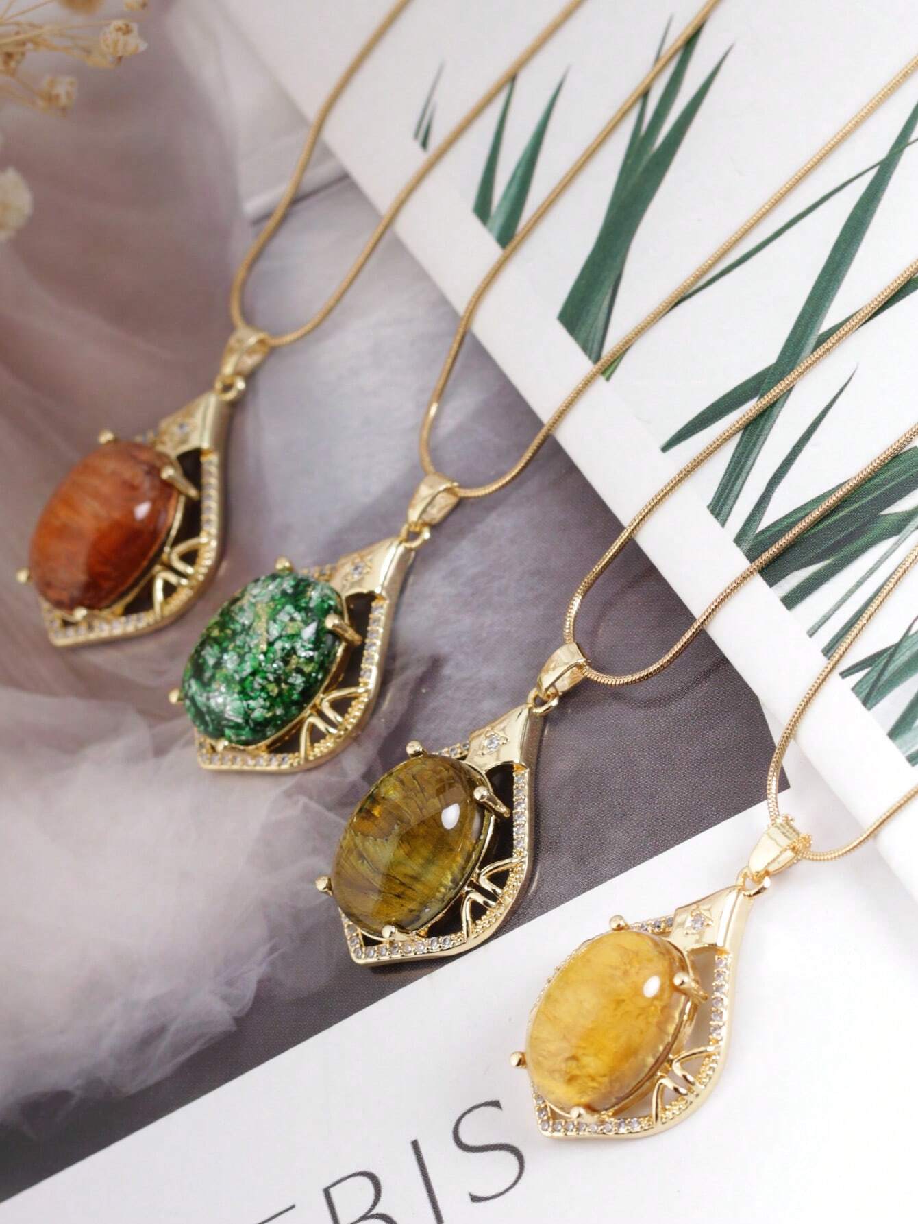 Stainless Steel Egg Leaf Shape Necklace