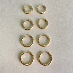 4 pair Minimalist Hoops - Gold