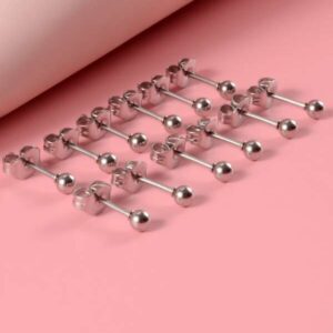 6 Pc Stainless Steel Ball Stud Earring