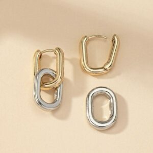 Minimalist Two Tone Chain Earring