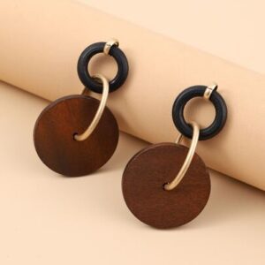 Wooden Round Drop Earring