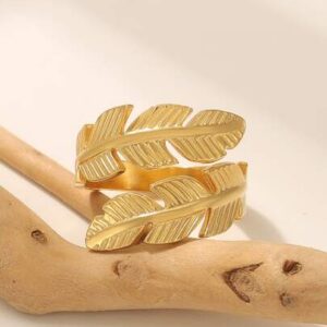 Leaf Wrap Ring - Stainless Steel