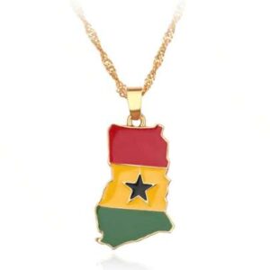 Stainless Steel Ghana Map Pendant Necklace