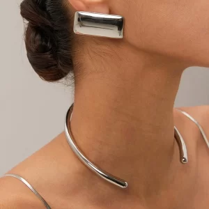 Minimalist Stainless Steel Rectangular Statement Earring