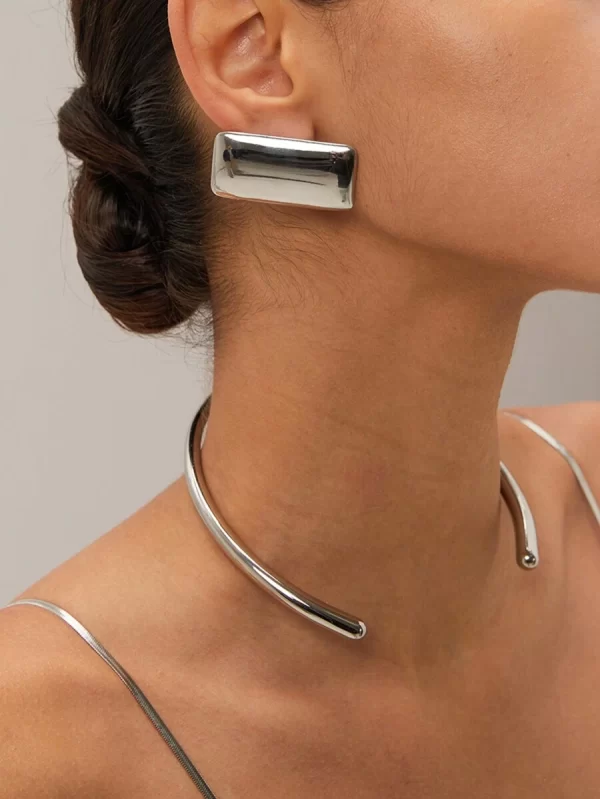 Minimalist Stainless Steel Rectangular Statement Earring