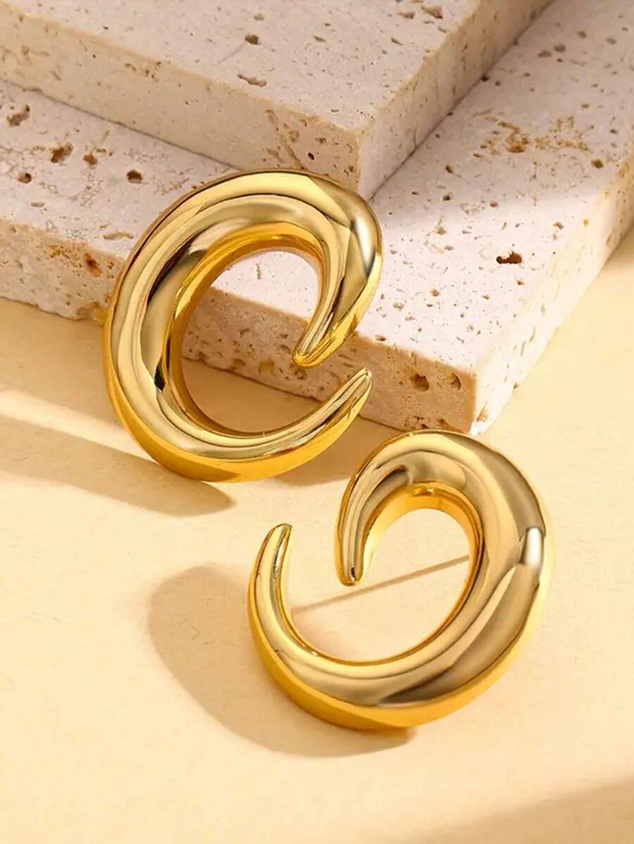 Stainless Steel C Shape Stud Earrings